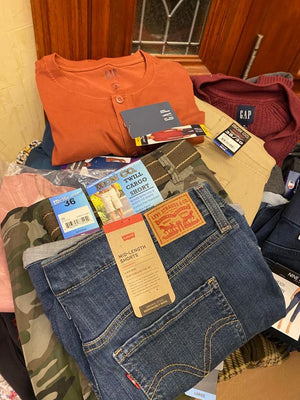 Brand Name Clothing by Hurley, Gap, Levi's, Nine West, Iron Co., Eddie Bauer & More, 70 Units, New Condition, Est. Original Retail $5,530