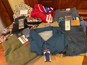Brand Name Clothing by Hurley, Gap, Levi's, Nine West, Iron Co., Eddie Bauer & More, 70 Units, New Condition, Est. Original Retail $5,530